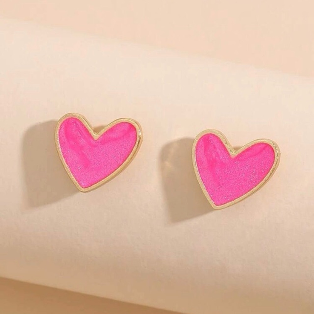 ‼️Kate Spade Style- Hot Pink Heart Earrings NWT - Picture 3 of 6